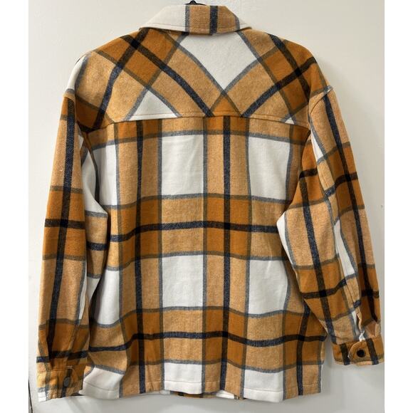 HFX Flannel Shirt Womens SMALL Long Sleeves Heavyweight Snaps orange white EUC - Picture 4 of 6